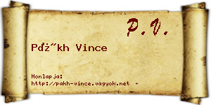 Pákh Vince névjegykártya